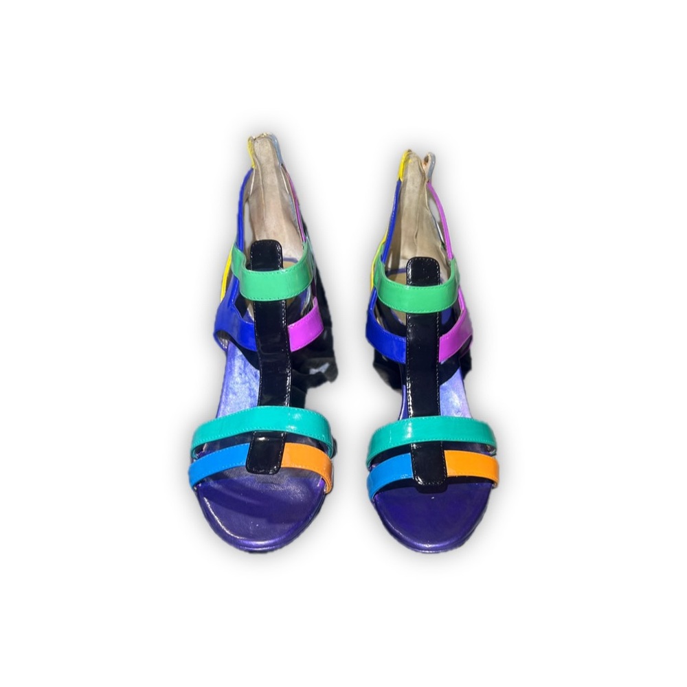 Giuseppe Zanotti Blue and Green Sandals Vibrant Strappy Design